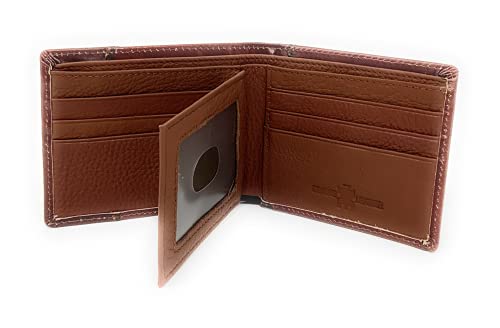Western Men's Cowboy Leather Floral Tooled Laser Cut Basketweave Short Wallet in 2 Colors (Coffee)4