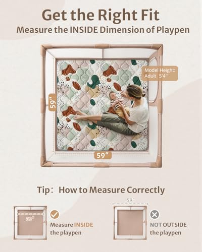 Image of Blissful Diary Baby Play Mats for Floor, 59x59 Inch Thicker Foam Playmats for Babies and Toddlers, Soft Cushioning Baby Playpen Mat, Modern Abstract