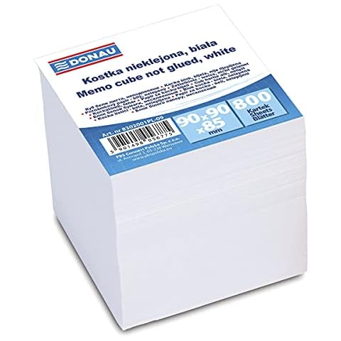 DONAU 8302001PL-09 Ökologischer Würfel Zettelbox Notizklotz Zettelklotz Nicht Verklebt, 800 Blätter, 90x90x85mm, Farbe: Weiß, für Büro / Schule Cover