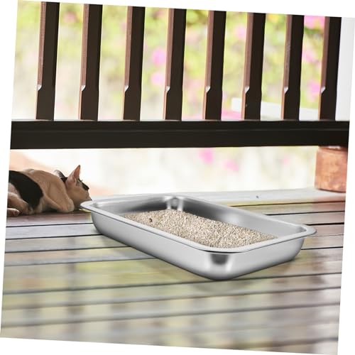 CIYODO Caixa bandeja sanitária de aço inoxidável penico de gatinho banheiro doméstico para gatos ban