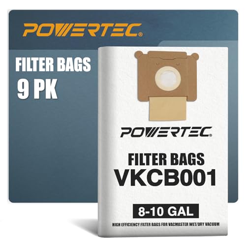 Sacs filtrants en polaire pour Vacmaster VK811PH VK1011SIWTH POWERTEC 75043-P3 Lot de 9