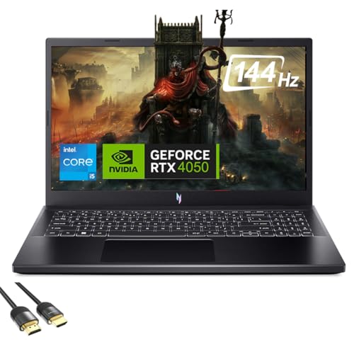 Acer Nitro V Gaming Laptop, 8-Core i5-13420H, RTX 4050 GPU, Pantalla 144Hz FHD de 15.6', 64GB DDR5 RAM, 1TB PCIe SSD, Ethernet, Thunderbolt 4, PDG HDMI Cable, Teclado de US, Win 11