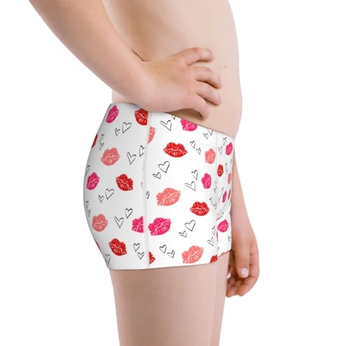 Boys' Cotton Boxer Brief Soft Underwear-Red Lips 12