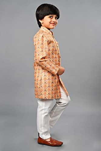 Image of AHHAAAA Kids Ethnic Silk Blend Indo-Western Sherwani Set For Boys 492MF