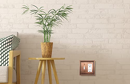 Image of Henne Bery Sunken Pearls Heavy Duty Decorative Wall Plate Switch Plate Outlet Cover (Toggle /Decorator, Antique Copper)