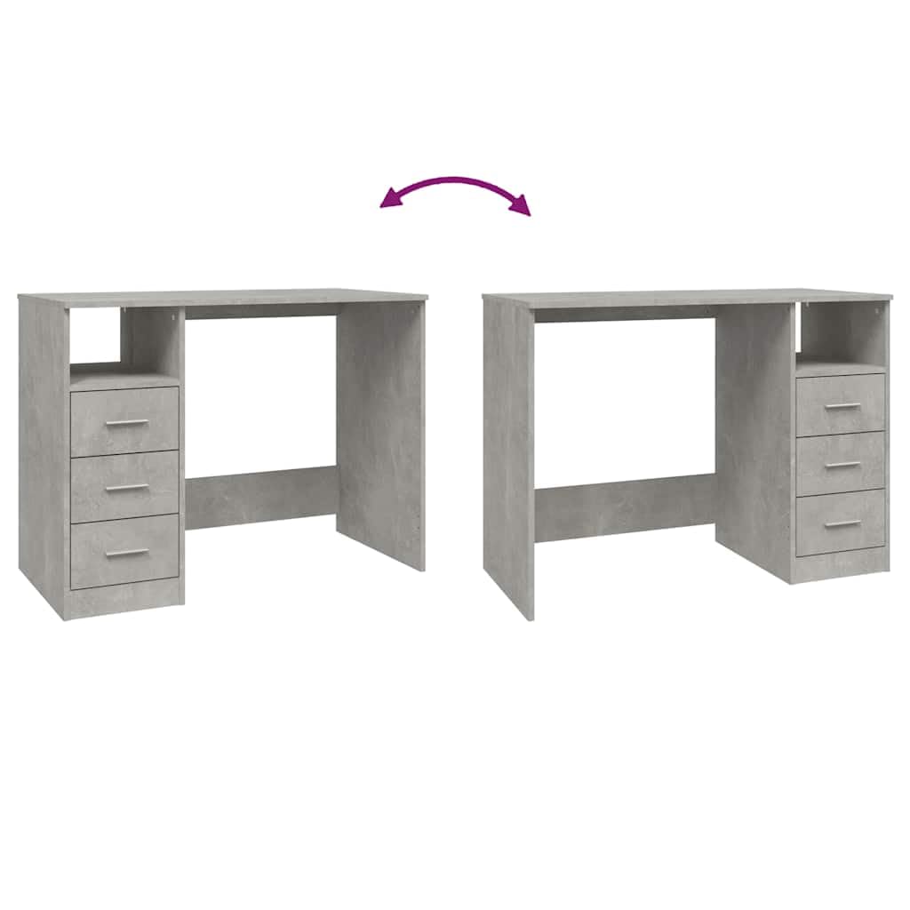 Scrivania con Cassetti Grigio Cemento Porta PC 102x50x76 cm | Mobile salvaspazio ideale per lo studio e la camera da letto, per organizzare documenti e accessori da ufficio.