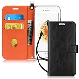 FYY iPhone 8/iPhone 7/iPhone SE 2020 4.7インチ用ケース [キックスタンド機能] 高級PUレザーウォレットケース フリップフォリオカバー [カードスロット][リストストラップ] iPhone 8 2017/7 2016 (4.7インチ) / SE 202020用 FYY-AU-H-326-A-iPhone--7-BK