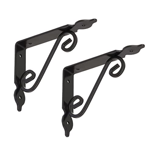 BRESKO Regalwinkel Regalhalter Regalträger Regalkonsole Wandträger Wandkonsole Wandregal Antik 2 Stück (Schwarz, 140x110 mm) Cover