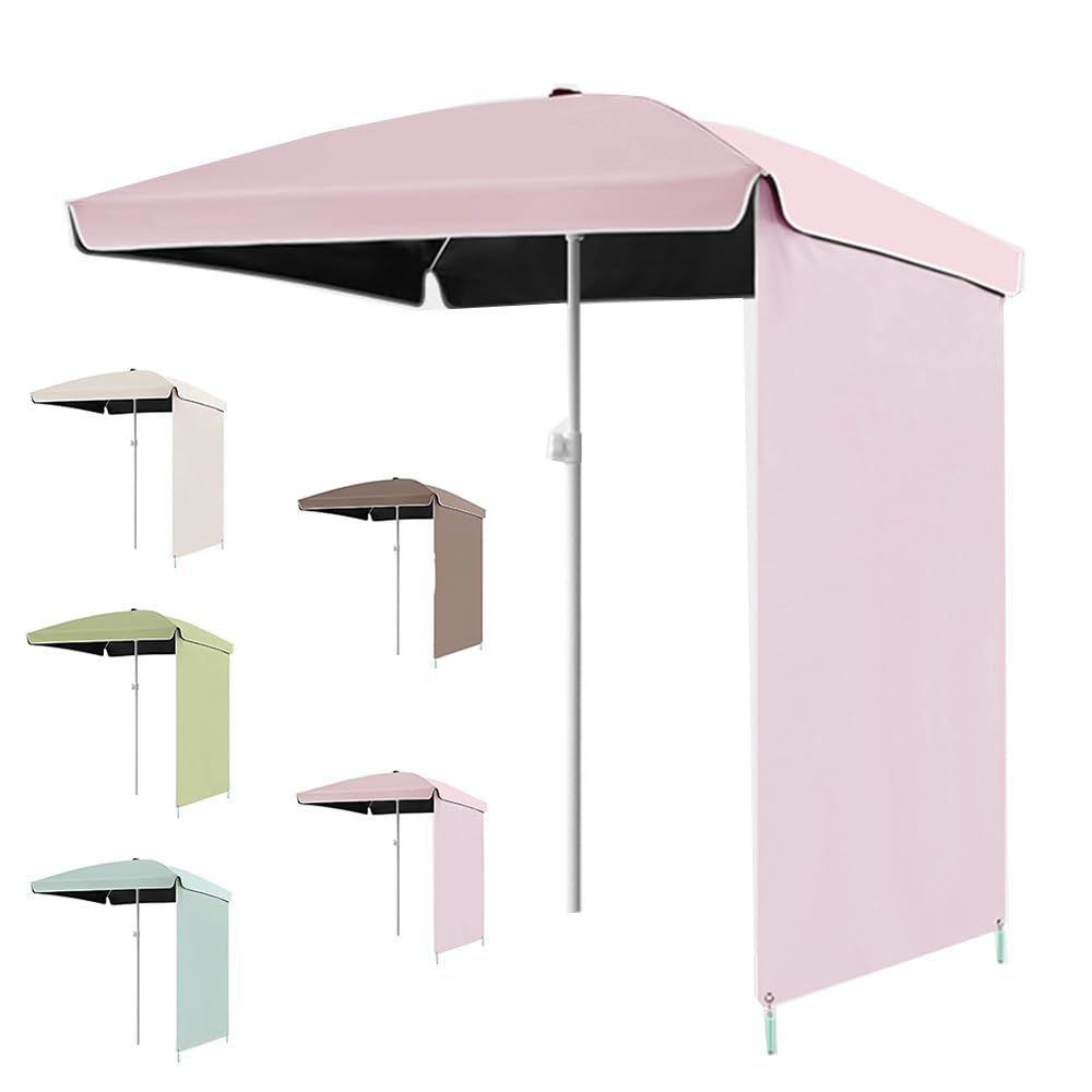 Przenośny parasol plażowy 200 cm - zewnętrzny parasol przeciwsłoneczny z zasłoną, parasol ogrodowy na patio, basen, stół (morelowy 160 cm) - ochrona przed promieniowaniem UV, łatwa instalacja