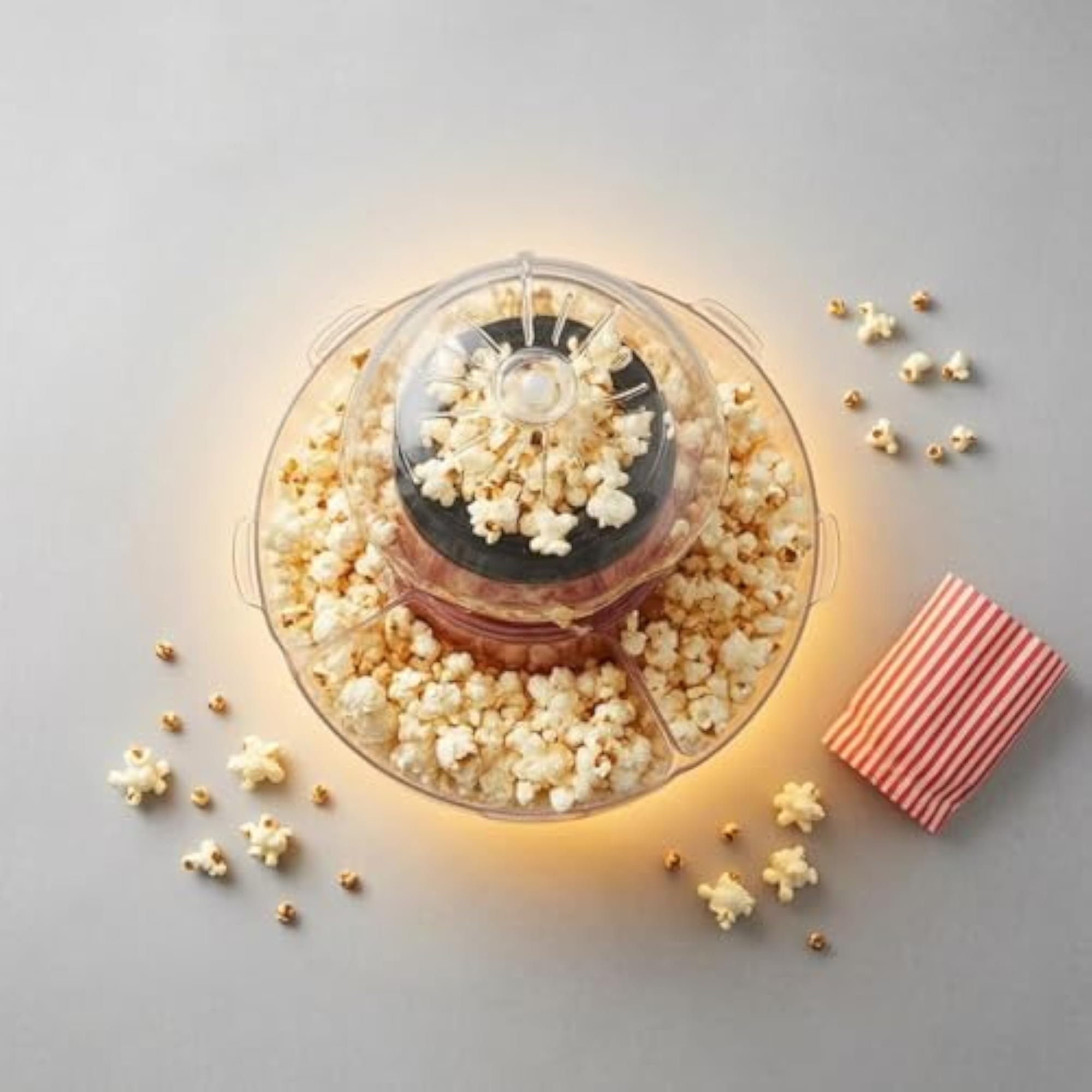 Red Body Popcorn Machine with Bowls Transparent Lid