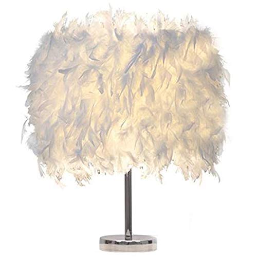 Bestlymood Sombra De Plumas Lámpara De Mesa De Metal Escritorio De La Cabecera Vintage Luz De Noche Habitación De Estudio De Dormitorio De La Vendimia Suave Decoración De Navidad Ue Enchufe Cover