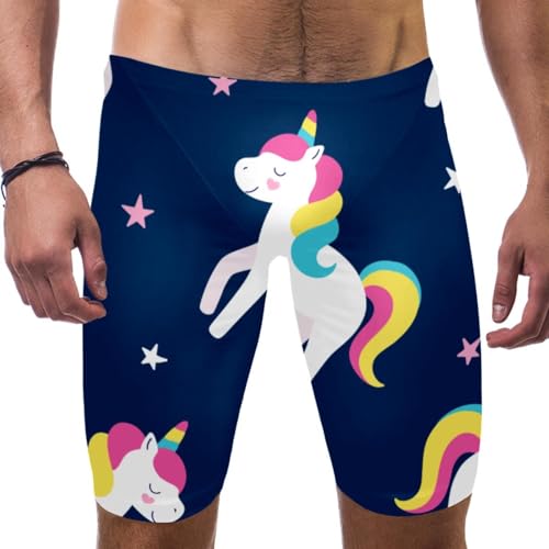Bañador de unicornio azul oscuro de hombre para competición S a 3XL
