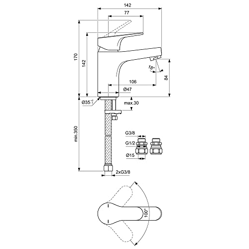 Ideal Standard Cerabase Single Lever Bath Filler tap, BD055AA, Chrome - Image 4