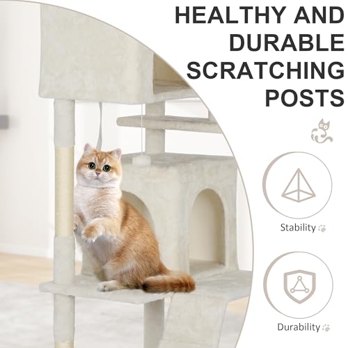 Torre para gatos 81 pulgadas multi-niveles beige miniatura 3