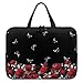Treer Laptoptasche 10-17 Zoll, Rosenmuster Handtasche Damen Herren, Laptop Tasche mit Reißverschluss, Wasserdichte Tragetasche Laptop Rucksack, Notebook Tasche für Reisen/Schule (Schwarz,13 Zoll)