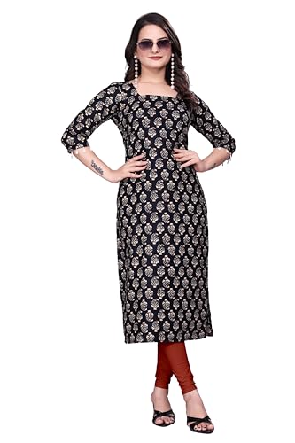 Image of Women's Pure Cotton Straight Fit Straight Cambric Jaipuri Printed Kurti