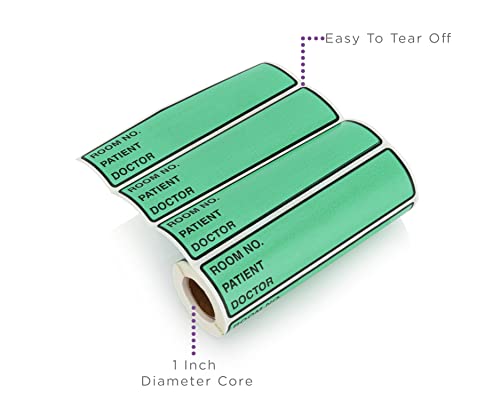 Image of Carstens Patient I.D. Adhesive Medical Chart Labels for 1.5 inch - 4 inch Ring Binder Spines - Pre-Printed Sticker Labels (Room No. / Patient /Doctor), 5 3 /8 inch x 1 3 /8 inch, Aqua, Roll of 200