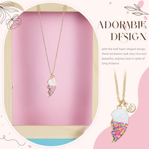 2 Pieces Half Heart Bff Necklace Friendship Necklace for Women Men Friends Birthday Gifts4