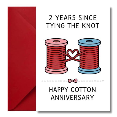 LimaLima 2nd Wedding Anniversary Card Cotton Gift For Him & Her Celebrating 2 Years