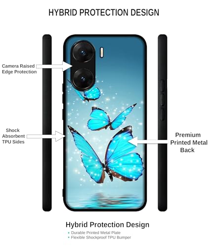 Image of Flying Butterflies Design Premium 2D Printed Metal Back Case Cover for Vivo V29E 5G