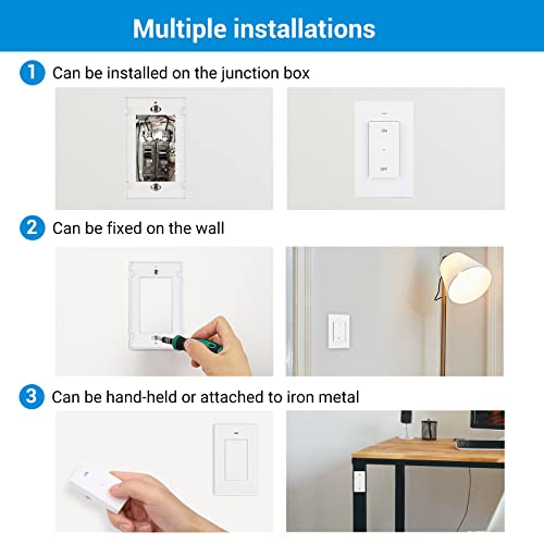 Dewenwils Remote Control Outlet Wireless Wall Mounted Light Switch, Electrical Plug In On Off Power Switch For Lamp, No Wiring,100 Feet Rf Range, Fcc Listed, Programmable #TOP3