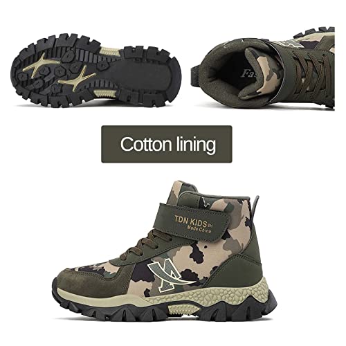 CERYTHRINA Kids Hiking Boots Boys Camouflage Hiking Shoes Warm Winter Snow Boots Anti-skid Adventure Trekking Shoes2