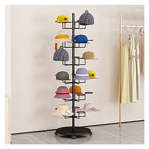 Présentoir à chapeaux commercial moderne en acier avec roulettes robustes