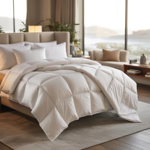 Image of Earthlycozy 300GSM Premium Comforter - Hypoallergenic, Breathable, Reversible, Lightweight, All-Season, AC Friendly and Machine Washable (White, Single)