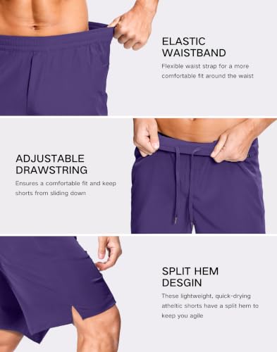 Image of GGJ Men's Lightweight Athletic Shorts with 2 Zipper Pockets 7 inch /9 inch /5 inch Gym Workout Running Quick Dry Tennis Shorts for Men