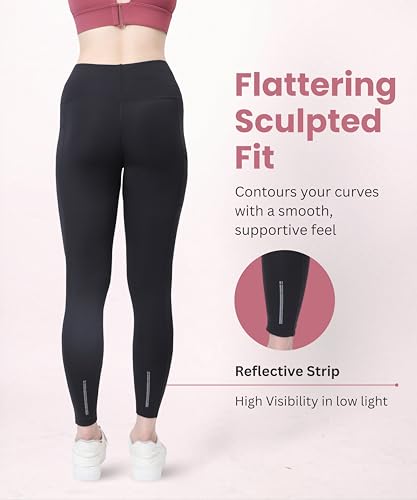 Image of GLAMORAS Women's Polyester Spandex High Waist Gym Leggings with Side Pocket, 4-Way Stretch, Squat-Proof, Moisture-Wicking Workout Tights for Running, Gym, Fitness, Training, Yoga & Activewear