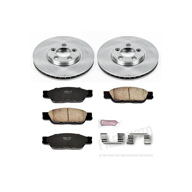 Image of PowerStop Front Brake Kit for Ford Thunderbird 2002-05 |Jaguar S-Type 2000-02 |Lincoln LS 2000-06 - Z17 Ceramic Brake Pads & Disc Rotors Replacement, KOE1351