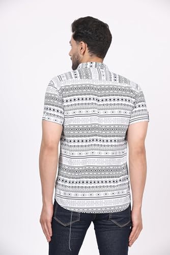 Image of CVC Fashion Men's Printed Button-Down Shirt - Aesthetic Regular Fit Half Sleeve Casual Shirt for Men, Ideal for Summer & Beach Wear