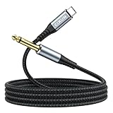 CIXUN USB Guitar Cable 6.5FT, Guitar 1/4 Inch TS to Computer USB C Interface Cable Adapter for Instruments Recording Singing, 32Bit/384Khz Mono Braided Shielding Cable Compatible with USBC Ports