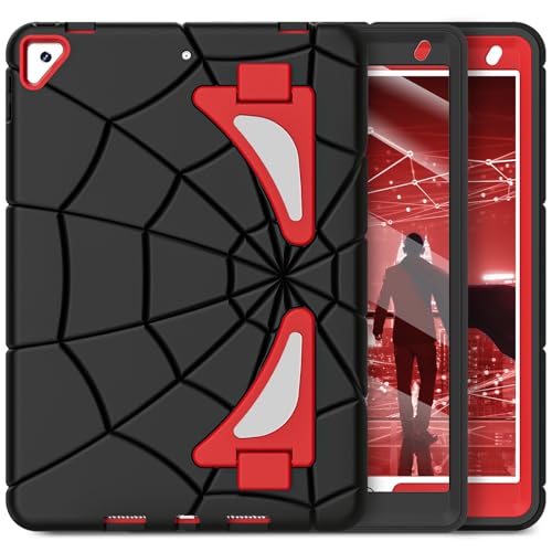 Image of Nitupai iPad Case for 9th /8th /7th Generation 10.2 inch With Screen Protector - Kids Cover for iPad 9 /8 /7, Black+Red