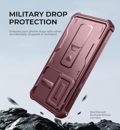 Image of Dexnor for Samsung Galaxy S24 FE Case with Built-in Slide Camera Cover & Screen Protector & Kickstand,Heavy-Duty Rugged Case Full-Body Bumper Protective Cover for Galaxy S24 FE(2024),Maroon Red