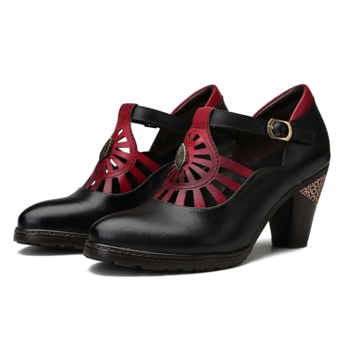 Superladystar's Handmade Leather Adjustable Belt Women's Pumps, Retro Style, Casual3