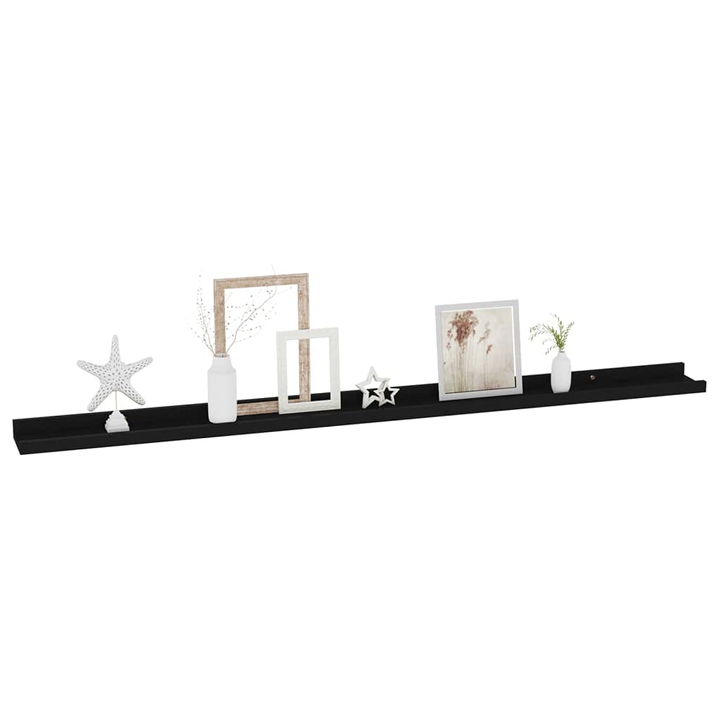 Wandregal Schwarz 115x9x3 cm aus MDF Schweberegal für Wohnzimmer Küche und Bad mit 5kg Tragkraft Dekoratives Wandboard