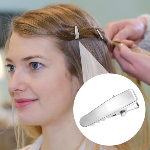 50 pinzas de metal para cabello cocodrilo pequeñas plateadas miniatura 4