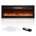 TCFUNDY 50" Electric Fireplace, Recessed and Wall Mounted Electric Fire Place, Fireplace Heater with Multicolor Flame, Timer, 1400W Control by Touch Panel & Remote, 5 Flame Speeds & Brightness