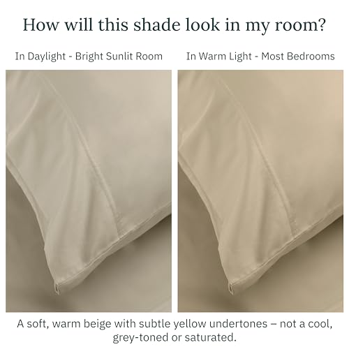 California Design Den Certified Luxury 100% Egyptian Cotton Sheets, Full Size Deep Pocket Sheet Set, Soft and Breathable Sateen - Beige