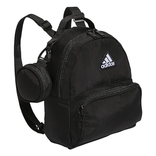 adidas Mini Backpack for Women – Small Bag for Travel, Gym, Festival & More, Black/White, One Size