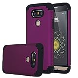 LG G5 Case, Pandawell™ [Corner Protection] Slim Thin Hybrid Dual Layer Shock Absorbing Impact Resist Case Cover for LG G5 (Purple/Black)