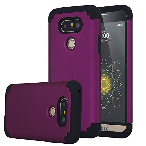 LG G5 Case, Pandawell™ [Corner Protection] Slim Thin Hybrid Dual Layer Shock Absorbing Impact Resist Case Cover for LG G5 (Purple/Black)