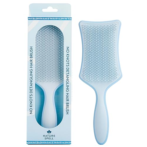 Nature Spell Detangling Hair Brush, Soft Silicone, Eliminates Knots & Reduces Breakage, Suitable for Wet & Dry Hair, Waterproof & Easy to Clean, Matte Blue