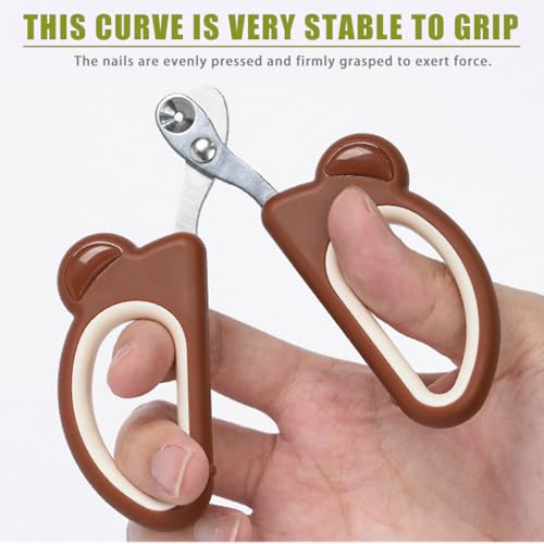 Image of Qpets Kitten Cat Nail Cutter, PP Handle Cat Nail Cutter for Persian Cat, Stainless Steel Cat Claw Trimmer with Crescent Blade for Small Medium Cats - Brown