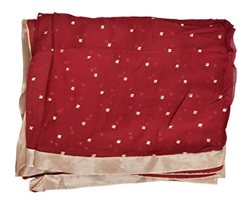 Image of YOUTHQUAKE Women's Golden Printed Chiffon Dupatta With Four Side Golden Lace