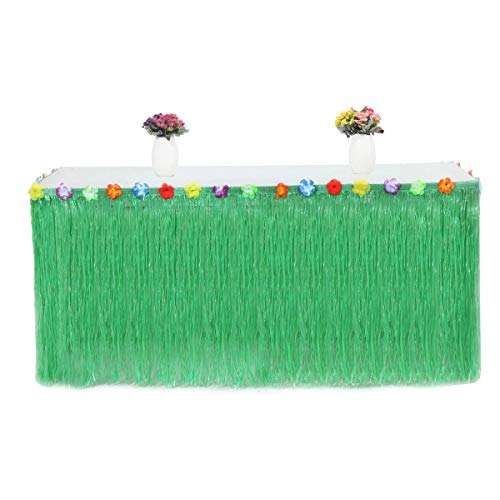 MINGZE Hawaiian Tafelrok, 275 * 75 cm Hawaiiaanse Luau Hibiscus Groene Gras Tafelrok Voor Feestdecoratie Evenementen… - Image 7