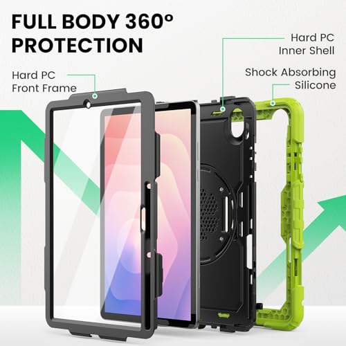 Coque Galaxy Tab S11 antichoc verte protège écran et tablette contre chutes - 5