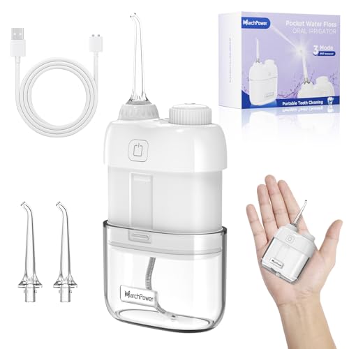 Portable Water Flosser for Travel Mini Cordless Oral Irrigator with 3 Pulse Modes Collapsible Water Tank Long Battery Life & IPX7 Waterproof Ideal for Home & Office