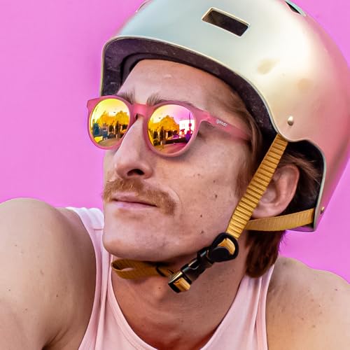 goodr Influencers Pay Double Polarized Round Sunglasses for Men & Women Small Sized (Circle G), Light Pink Translucent Frame with Pink Reflective Lenses, UV400 Protection, No Slip, No Bounce3